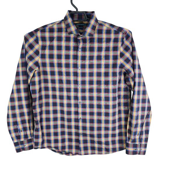 Mens Perry Ellis Multicolor Dress Shirt Slim Fit Button Down Long Sleeve Size L - Picture 1 of 8